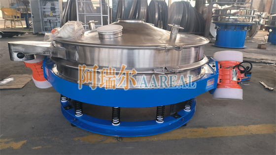 فولاد ضد زنگ 400mm ~ 2100mm 1 ~ 2 Decks جریان پروفایل پایین از طریق سیب کنترل ارتعاش در خط سیب ویبرو سیب برای پودر شکلات با دو موتور