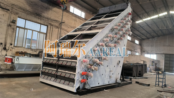 ظرفیت بزرگ 1 ~ 4 عرشه 30 ~ 50 TPH سیب لرزش صفحه نمایش با فرکانس بالا برای طبقه بندی دقیق کربنات کلسیم با موتورهای عدم تعادل برای تمیز کردن شبکه